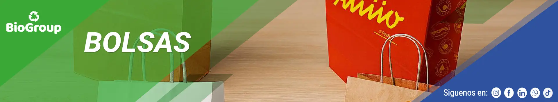Bolsas de papel biodegradables Biogroup para delivery y compras sostenibles
