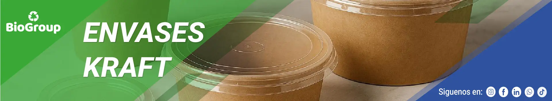 Envases Kraft biodegradables Biogroup para sopas, ensaladas y comidas calientes