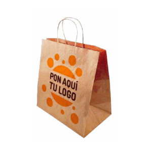 Bolsa de papel Kraft N.º 20, 25; con asa; Gr. 60; 60 g/m². Acabado marrón natural o blanco, personalizable. Equipada con asas resistentes y fabricada en papel Kraft de alto gramaje (blanqueado o sin blanquear), facilita el transporte cómodo de cargas más pesadas mientras mantiene la seguridad alimentaria y el compromiso sostenible.