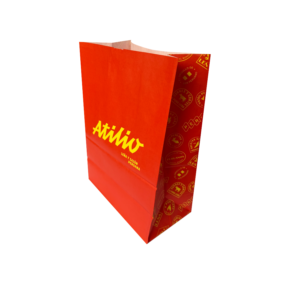 Bolsa de papel Kraft N.º 30, 35, 40; sin asa; Gr. 80; 80 g/m². Disponible en natural o blanco y con opción de diseño impreso. Fabricada con papel Kraft blanqueado o sin blanquear de alta resistencia, es ideal para artículos grandes, ofreciendo una alternativa ecológica y segura para el despacho.