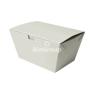 Contenedor de cartón Foldcote calibre 18, tamaño grande. Personalizable. Caja 56.2x50.5x37.3 cm x 250 und. Medidas aprox.: 21.1 × 14.2 cm (boca) / 19 × 12.5 cm (base) / 8.3 cm (altura). Ideal para alimentos calientes o fríos. Formato trapezoidal. Apto para delivery y presentación directa al cliente.