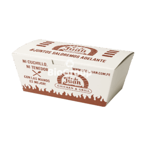 Contenedor de cartón Foldcote calibre 18, tamaño mediano. Personalizable. Caja 56.2x50.5x37.3 cm x 250 und. Medidas aprox.: 21.1 × 14.2 cm (boca) / 19 × 12.5 cm (base) / 8.3 cm (altura). Ideal para alimentos calientes o fríos. Formato trapezoidal. Apto para delivery y presentación directa al cliente.