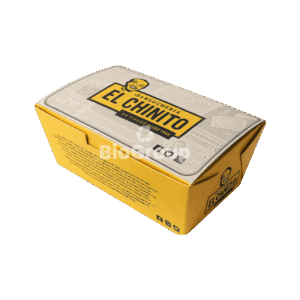 Contenedor de cartón Foldcote calibre 18, tamaño XL. Personalizable. Caja 56.2x50.5x37.3 cm x 250 und. Medidas aprox.: 22.5 × 13.5 cm (boca) / 22.5 × 10.5 cm (base) / 9.6 cm (altura). Ideal para alimentos calientes o fríos. Formato trapezoidal. Apto para delivery y presentación directa al cliente.