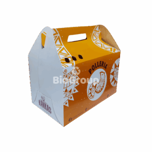 Contenedor tipo lonchera de cartón Foldcote calibre 18, gran tamaño. Personalizable. Pack x 100 und. Apto para delivery y presentación directa al cliente.