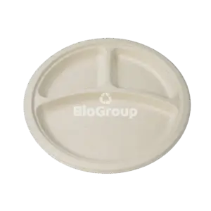 Plato dividido biodegradable de bagazo de caña – Ø254 mm. Caja x 1000 unidades