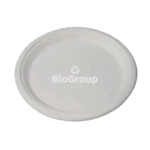 Plato redondo biodegradable de bagazo de caña – Ø254 mm. Caja x 1000 unidades